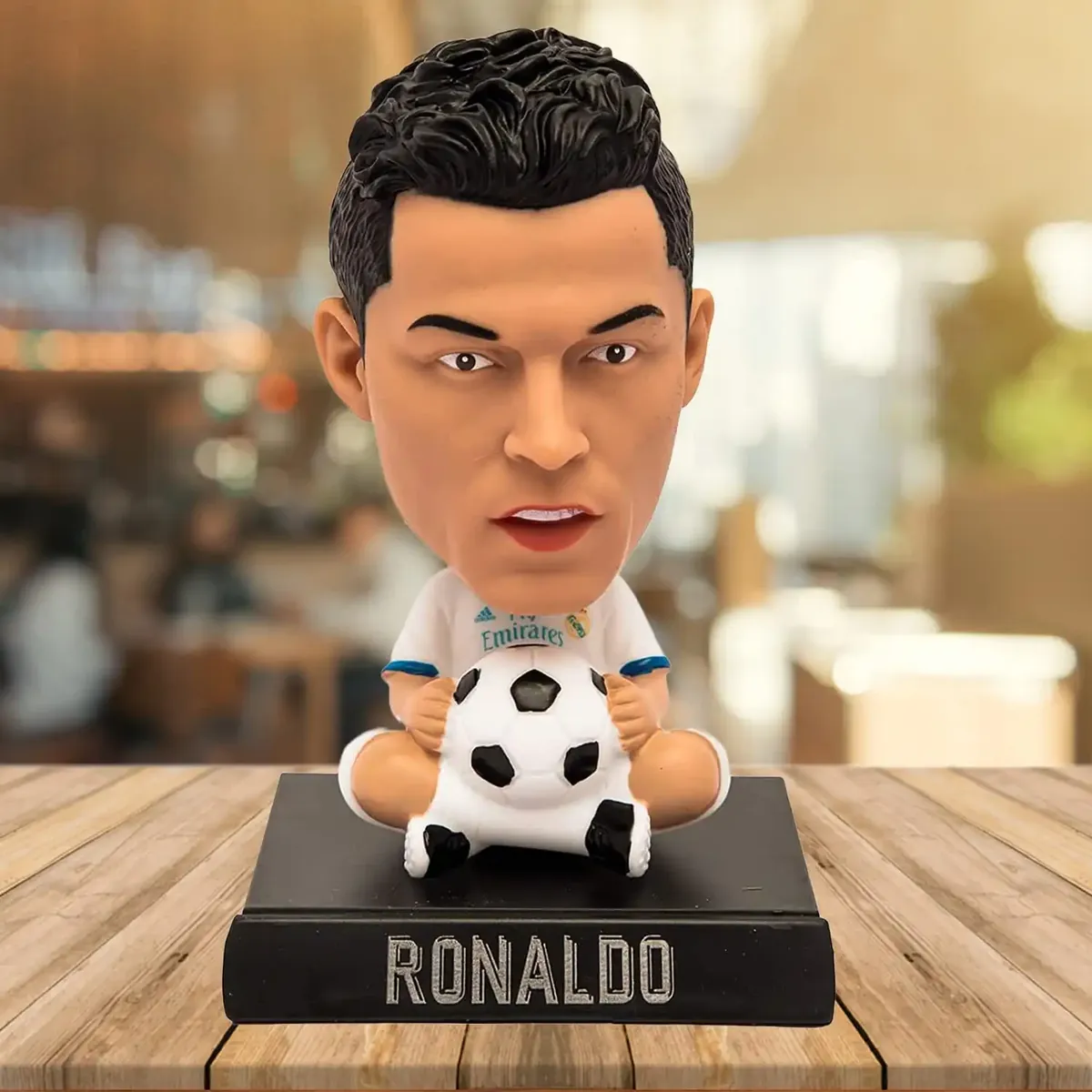 Christiano Ronaldo White and Black Bobblehead cum Mobile Holder