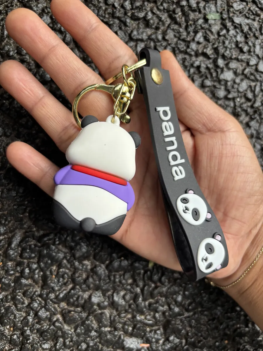 Sitting Panda Purple Dress Keychain