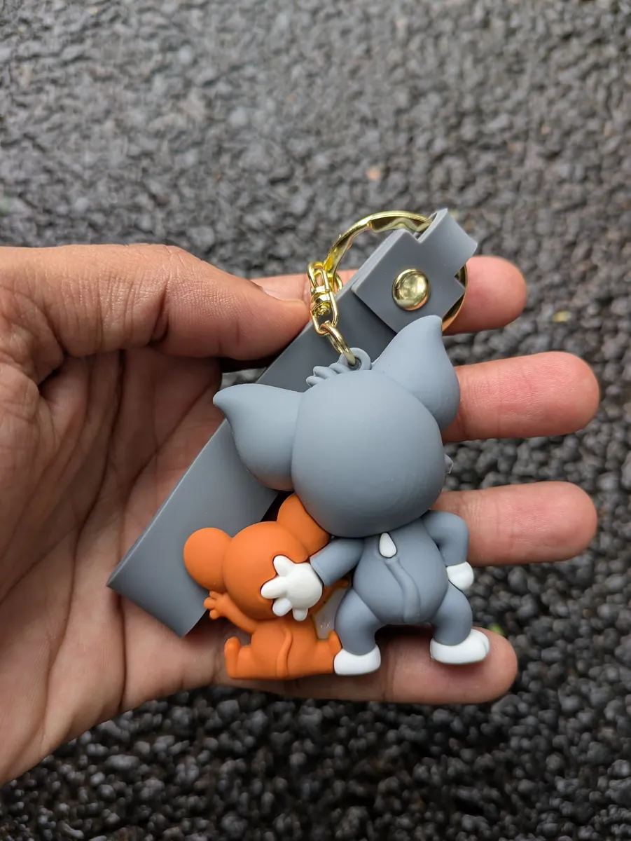 Standing Angry Tom and Happy Jerry Keychain