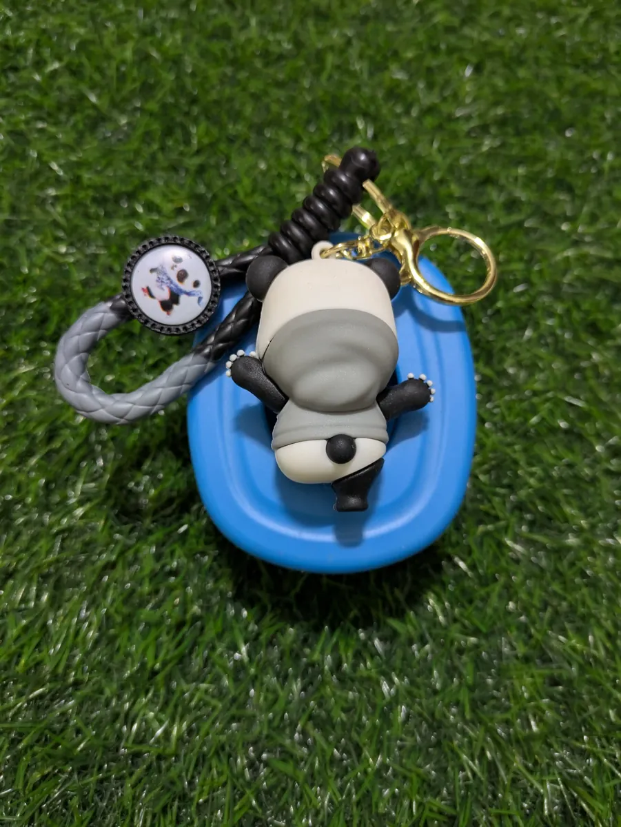 Standing Panda Grey Dress Keychain