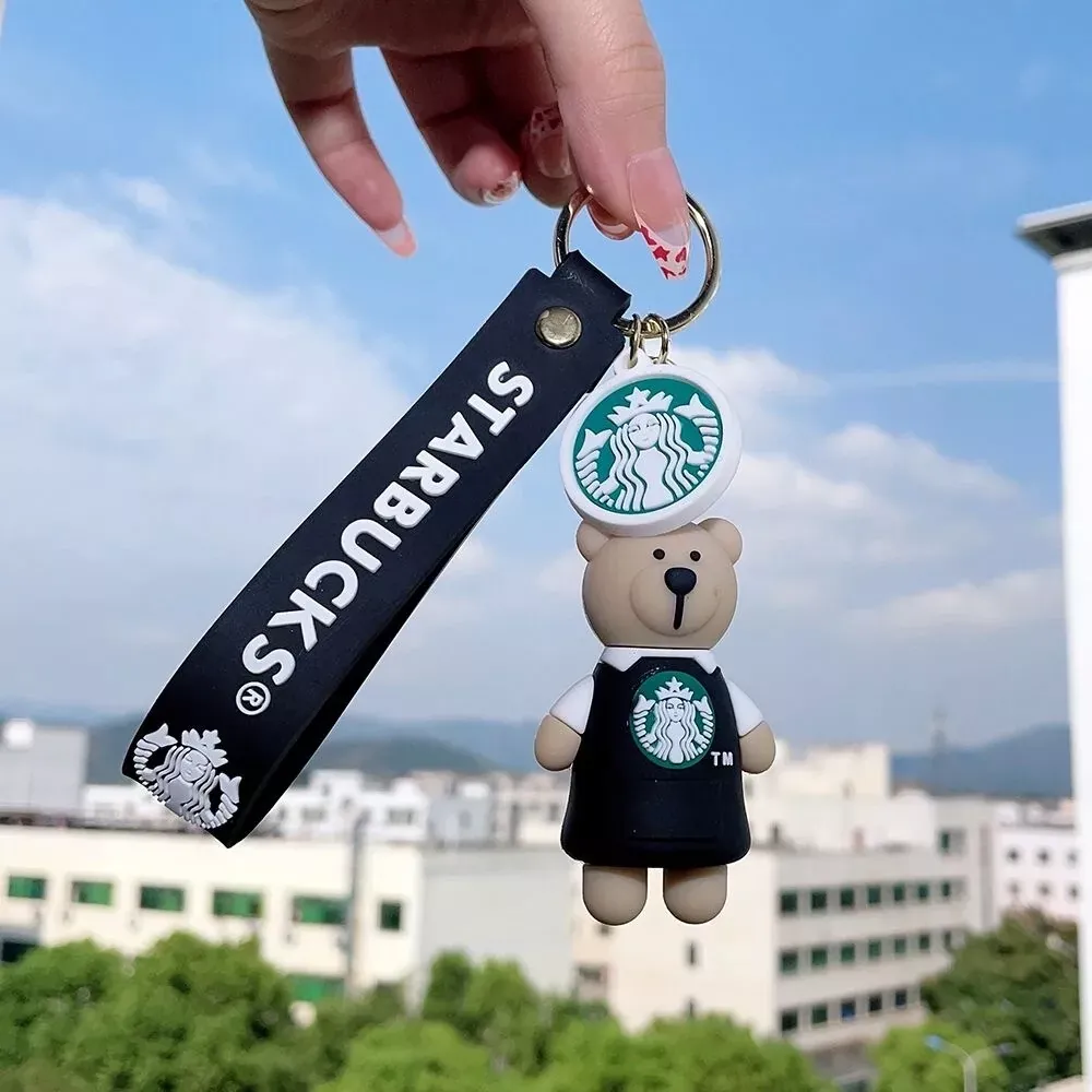 Starbucks Standing Bear in Black Outfit Keychain