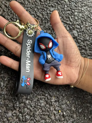 Black Spiderman Blue Hoodie Keychain